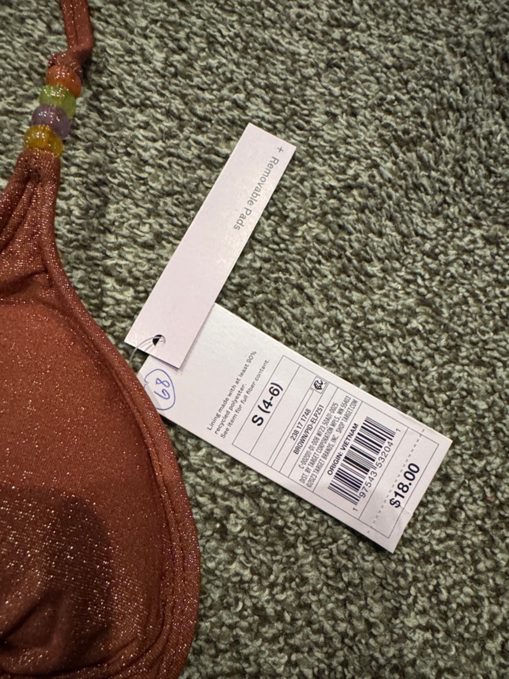 wild fable Rust Shimmer Triangle Bikini Top - Picture 3 of 5